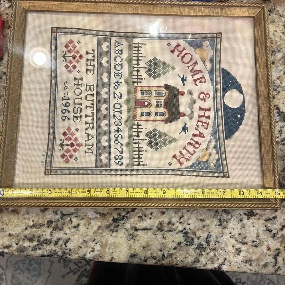 Framed Home & Hearth The Buttram House Cross-Stitch Art 1985
